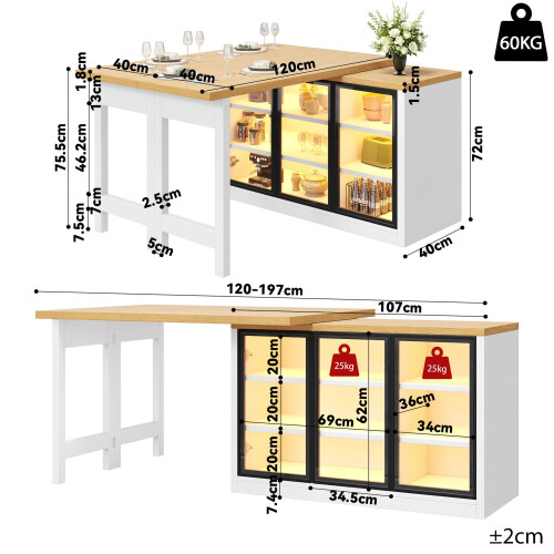 HOMAIRE Extendable White Sideboard & Dining Table 1