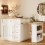 HOMAIRE Extendable White Kitchen Island 120-184cm 3