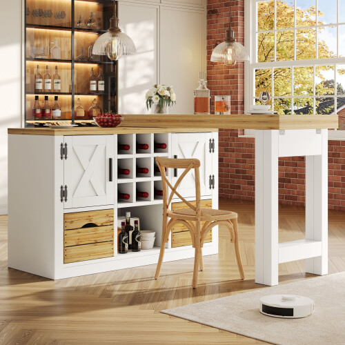 HOMAIRE Extendable White Kitchen Island Table 2