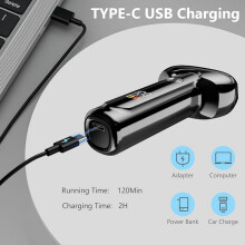 Elektrorasierer für Herren – Rotationsrasierer für Herren – Wasserdichter Trimmer mit zwei Klingen und USB-C-Schnellladefun