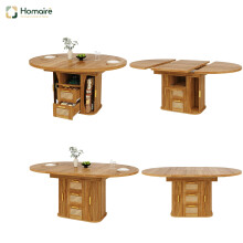HOMAIRE Extendable Dining Table with Storage Brown
