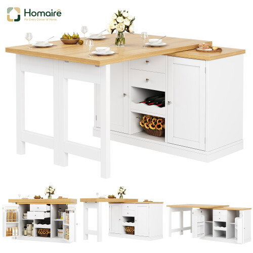 HOMAIRE Extendable Sideboard & Dining Table White