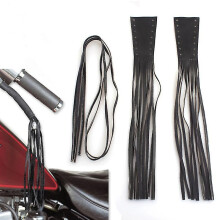 Compatibel met motorfiets remhendelhoezen van zwart PU-leer, koppelingsfranjes en kwastjes, compatibel met cruiser, chopper e