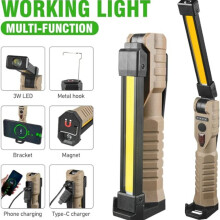 Lampe de travail LED rechargeable, lampe de travail pour mécanicien avec support, lampe torche pliable, lampe de travail auto