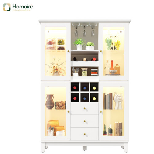 HOMAIRE White Wine Cabinet with LED Lights