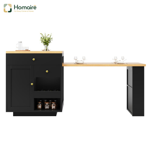 HOMAIRE Extendable Black Kitchen Island Table