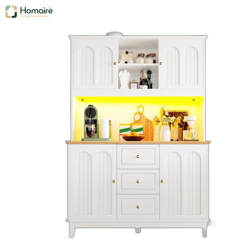 HOMAIRE White Pantry Cabinet with LED Lights