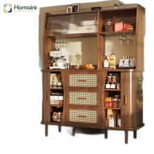 HOMAIRE Walnut Sideboard with Glass Sliding Doors