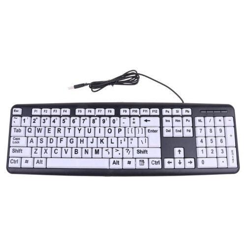 Large Print USB Keyboard with High Visibility Keys for Visually Impaired Users