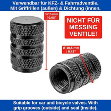 Set van 8 aluminium ventieldopjes met afdichtingsring voor fiets-, motor-, auto-, aanhanger-, scooter- en autobandventielen.