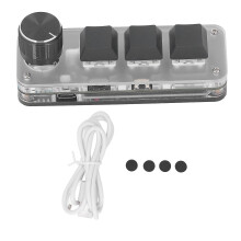 Teclado mecánico, mini teclado, 3 botones, 1 botón, conector USB BT programable, interruptor azul, mini teclado mecánico con