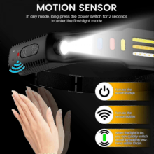 Lampe frontale rechargeable - Lampe frontale à triple LED ultra-lumineuse, faisceau large 230 avec détecteur de mouvement,