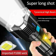 4-flammige, superhelle LED-Taschenlampe mit starkem Licht, USB-wiederaufladbar, multifunktional, für Outdoor-Aktivitäten, Cam