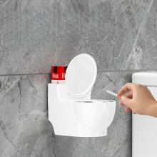 Creative toilet-shaped ashtray for wall or desk mounting, suitable for home, office, or bathroom; white toilet ashtray with a