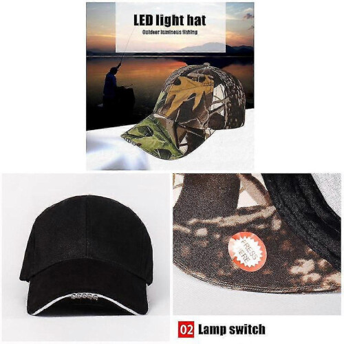 Gorra unisex con linterna frontal y luces LED brillantes, compatible con pesca. 2