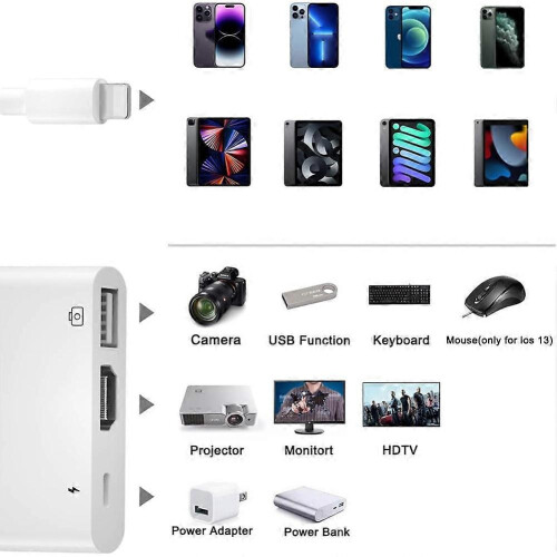 Συμβατό με προσαρμογέα HDMI OTG 3 σε 1 συμβατό με iPhone, προσαρμογέα iPhone Digital 1