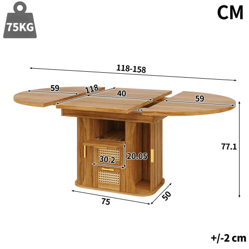 HOMAIRE Extendable Dining Table with Storage Brown 1