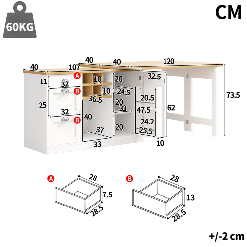 HOMAIRE Extendable White Sideboard & Dining Table 1