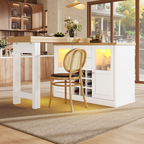 HOMAIRE Extendable White Sideboard with LED 2