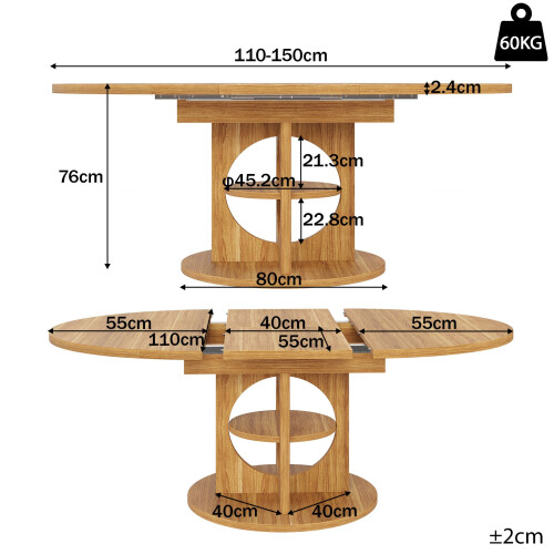 HOMAIRE Extendable Dining Table Dark Brown 1