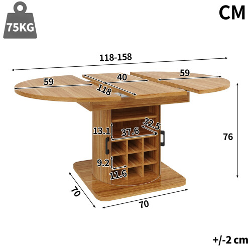HOMAIRE Extendable Dining Table Dark Brown MDF 1