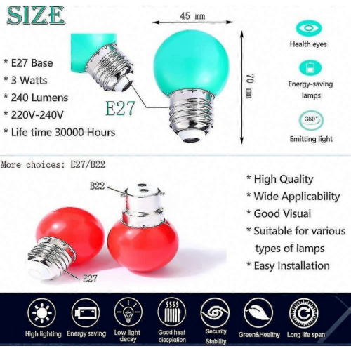 40 διακοσμητικές λάμπες LED E27 240 lumen σε διαφορετικά χρώματα (κόκκινο, κίτρ 2
