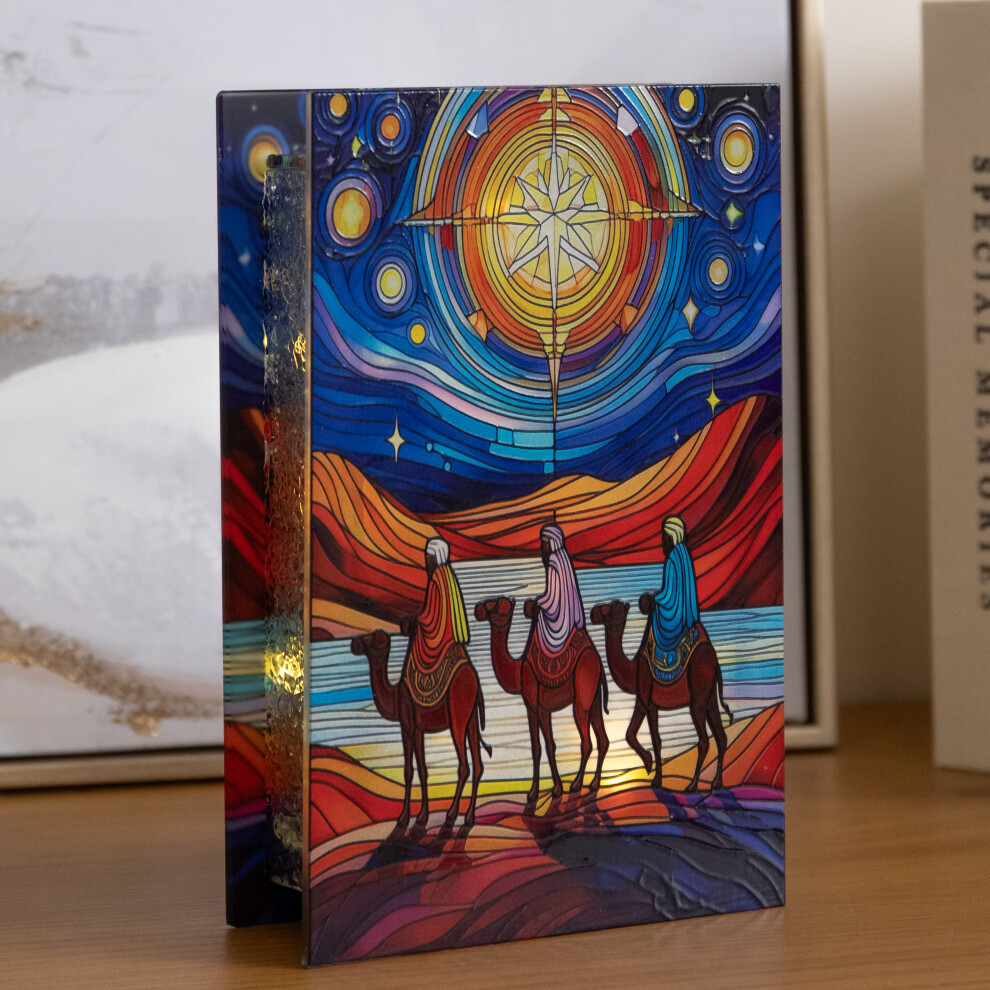 Premier Three Wise Men Stained Glass Light Up Christmas Decoration
