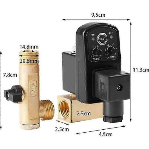G1/2 DN15 automatic drain valve, air compressor condensate management, AC230V split electronic timing drain valve