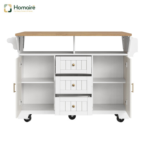 HOMAIRE Extendable White Kitchen Island Trolley