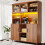 HOMAIRE Walnut Tall Cabinet with LED Lighting 6