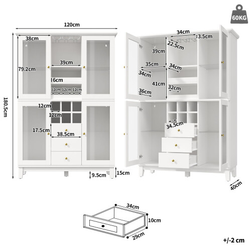HOMAIRE White Wine Cabinet with LED Lights 1