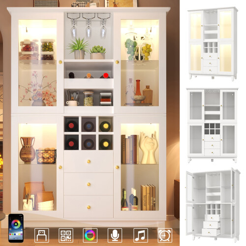 HOMAIRE White Wine Cabinet with LED Lights 2