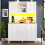 HOMAIRE White Pantry Cabinet with LED Lights 2