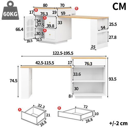 HOMAIRE Extendable White Bar Table with Storage 1