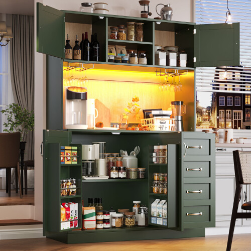 HOMAIRE Green Sideboard Cabinet with LED Light 2