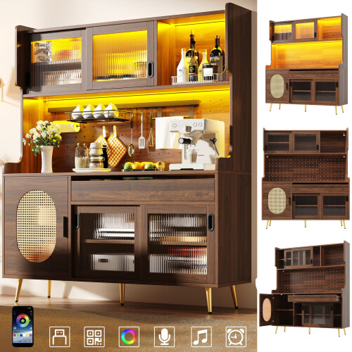 HOMAIRE Brown Sideboard with LED Light 145cm 2