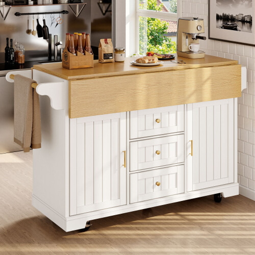 HOMAIRE Extendable White Kitchen Island Trolley 2