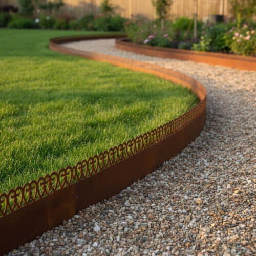 Bordura de césped - ESSCHERT'S GARDEN - 480 x 20 cm - Marrón - Acero - Estilo voluta 1