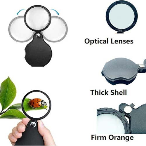 Pocket Magnifier, Folding Magnifier, Mini Folding Magnifier, Handheld Magnifying Magnifier, Reading Magnifier, with Rotating 1