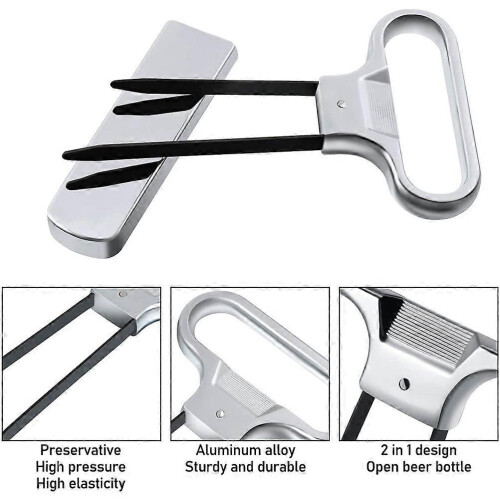 Corkscrew Wine Bottle Beer Opener Double Fork Corkscrew Compatible with Wine Bottles, Champagne, Wine Enthusiasts 2