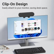 10W High Power Minimalist Computer Speakers Compatible with Desktop PC USB Monitor Speaker Bar with Clip-on Wir