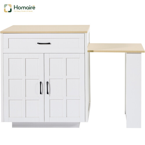 HOMAIRE Extendable White Bar Table with Storage