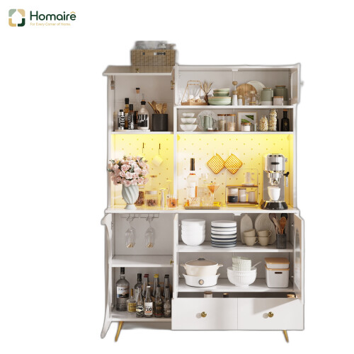 HOMAIRE Tall White Kitchen Cabinet with LED