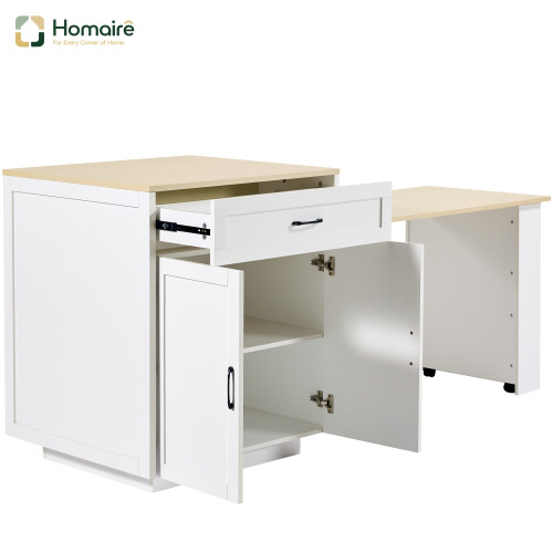 HOMAIRE Extendable White Bar Table with Storage