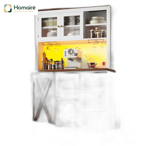 HOMAIRE White LED Tall Kitchen Cabinet 180cm