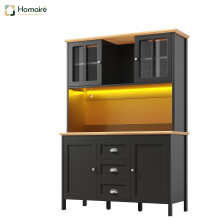 HOMAIRE Black Tall Sideboard with LED 120x40x179
