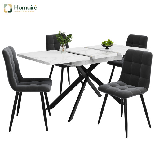 HOMAIRE Extendable White Marble Dining Table