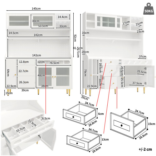 HOMAIRE White Highboard with LED & Wine Rack 1