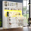 HOMAIRE White Highboard with LED & Wine Rack 3