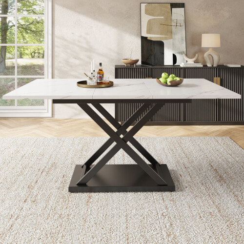 HOMAIRE Extendable Dining Table 120-160cm White 2